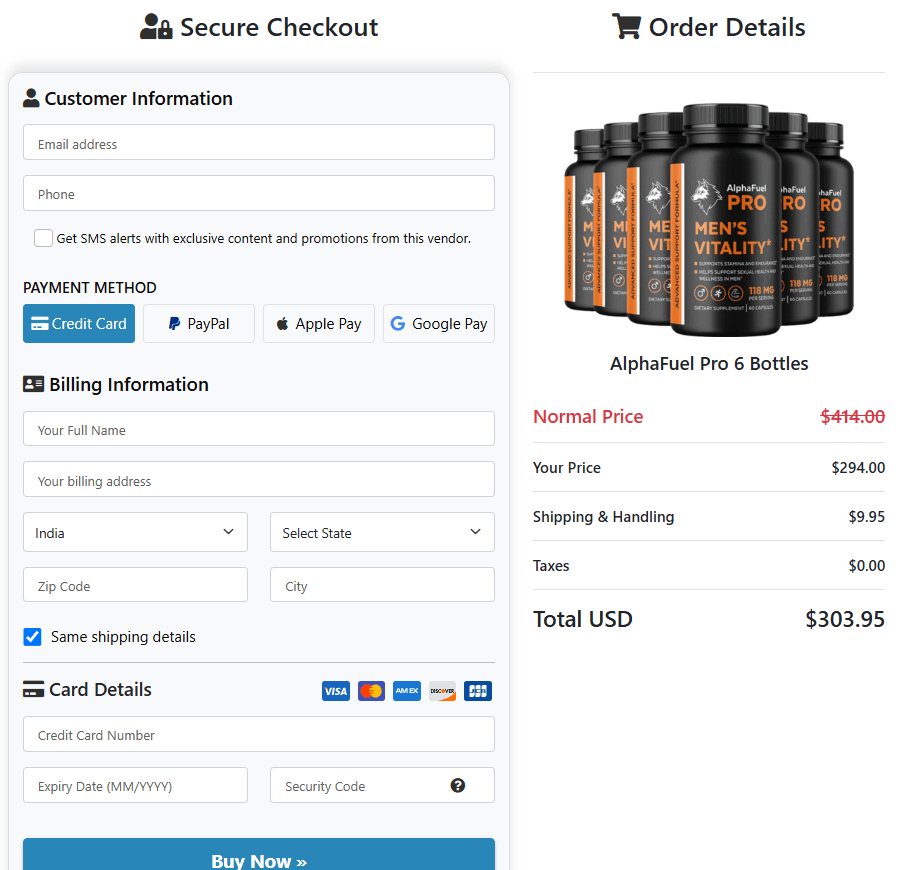 alphafuel pro checkout